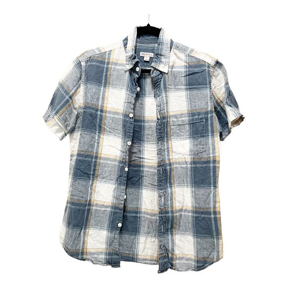 Merona Blue Plaid Button Up Shirt Casual Collared Button Down Size Small - Picture 1 of 8
